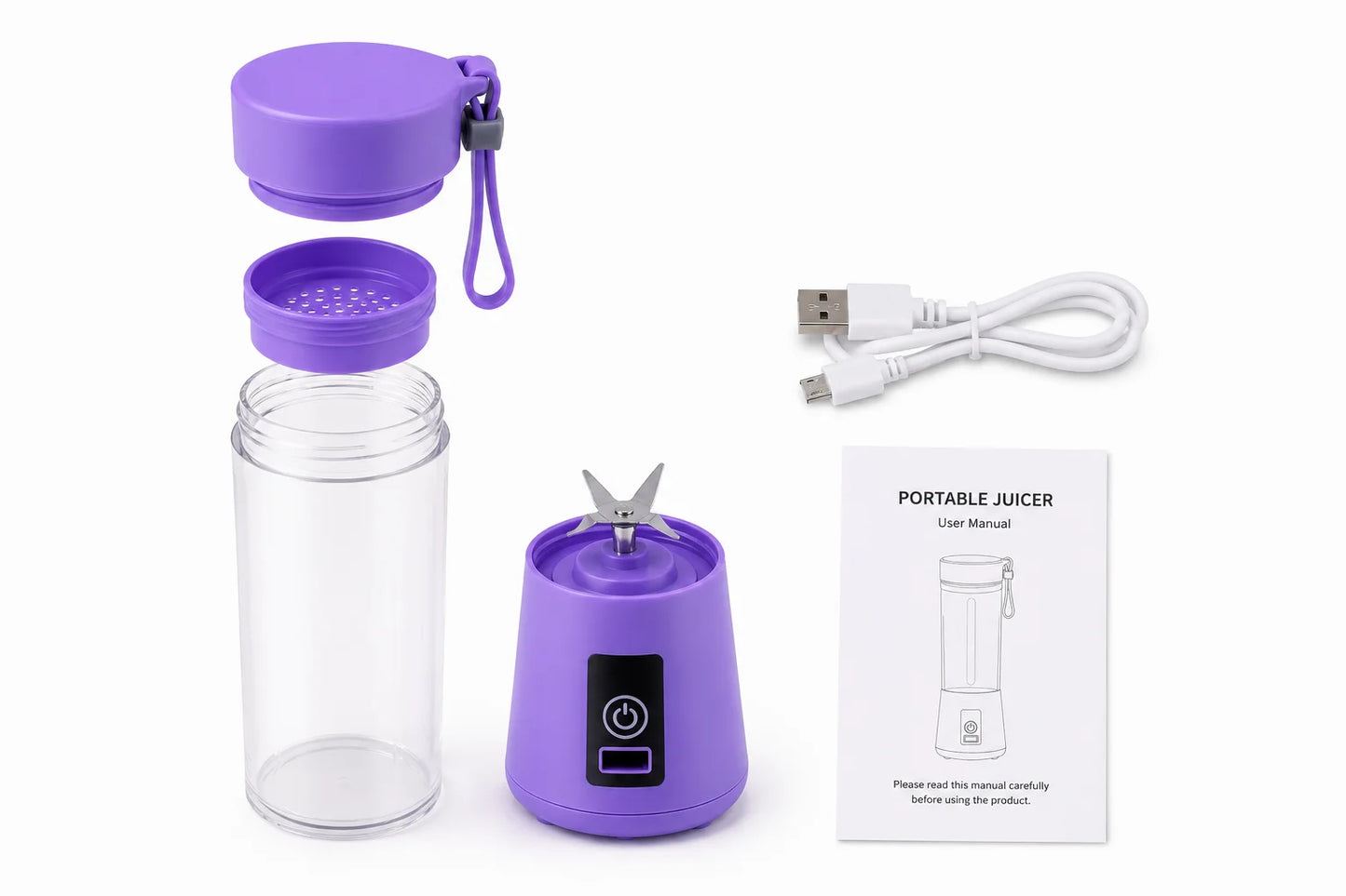 USB Chargeable Juicer Blender 6 Blades 380ml - Portable Juicer Cup & Smoothie Maker