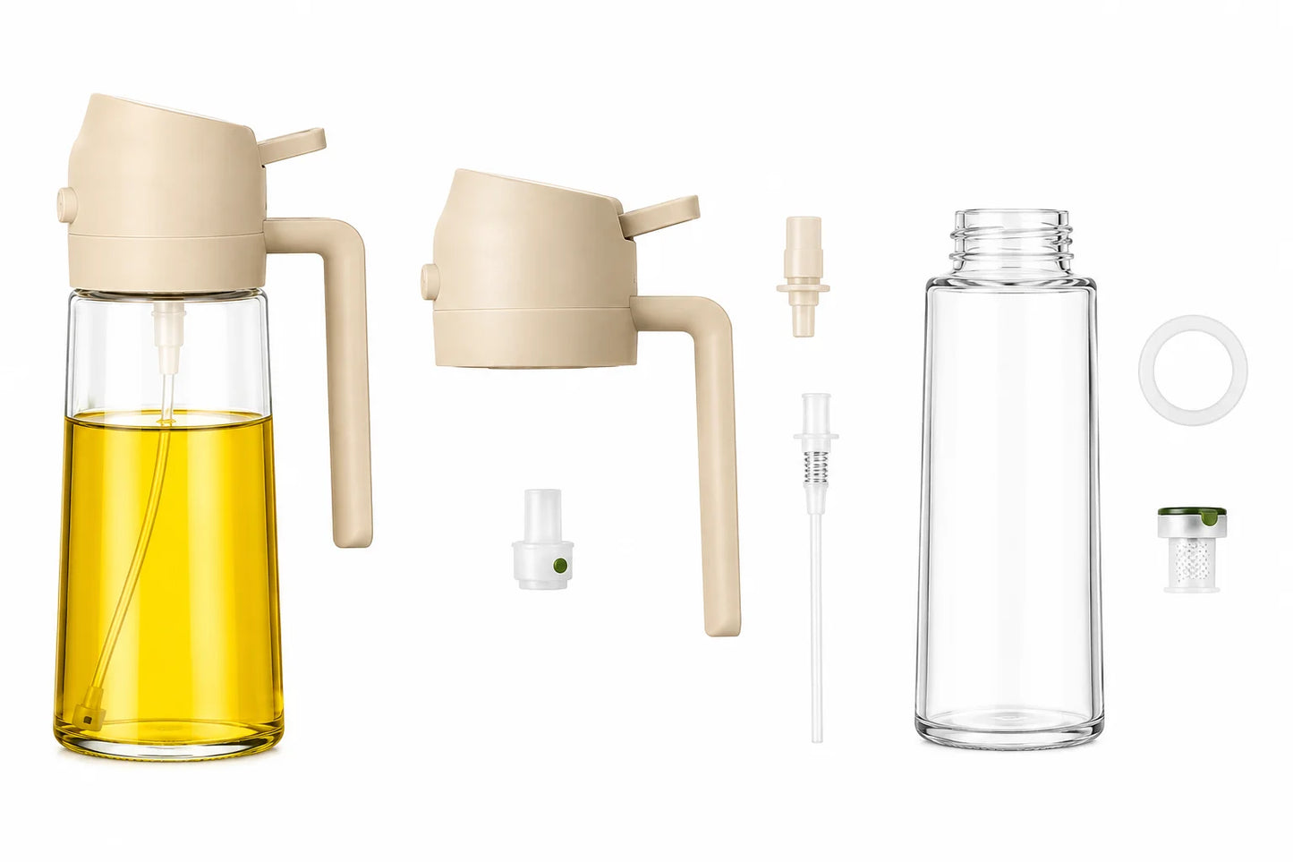 2 in 1 Oil Bottle – 500ML Oil Spray Bottle & Oil Dispenser | Multifunction Glass Oil Sprayer for Cooking, BBQ | Olive Oil Spray Bottle & Oil Dispenser for Air Fryer, Grilling, Salad | Kitchen Oil Sprayer & 2 in 1 Oil Bottle for Daily Use