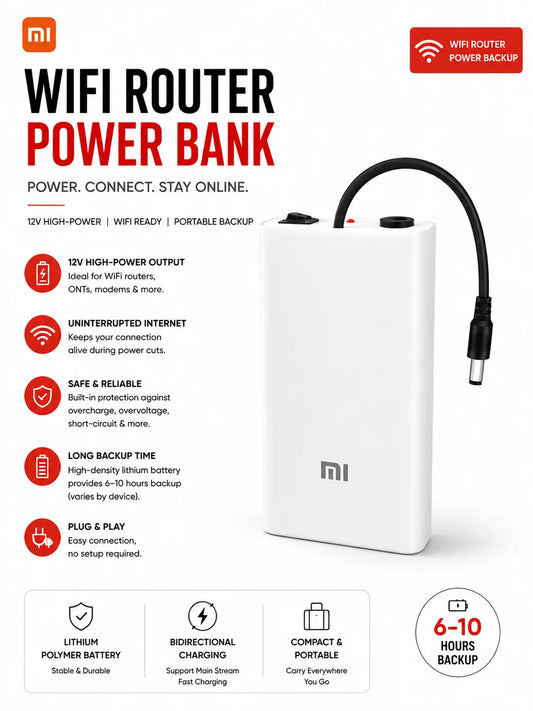 12V WiFi Router Power Bank - Portable Router UPS Backup